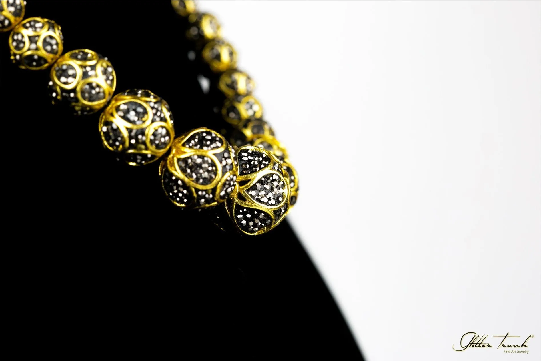 Black Crystal Beaded Necklace