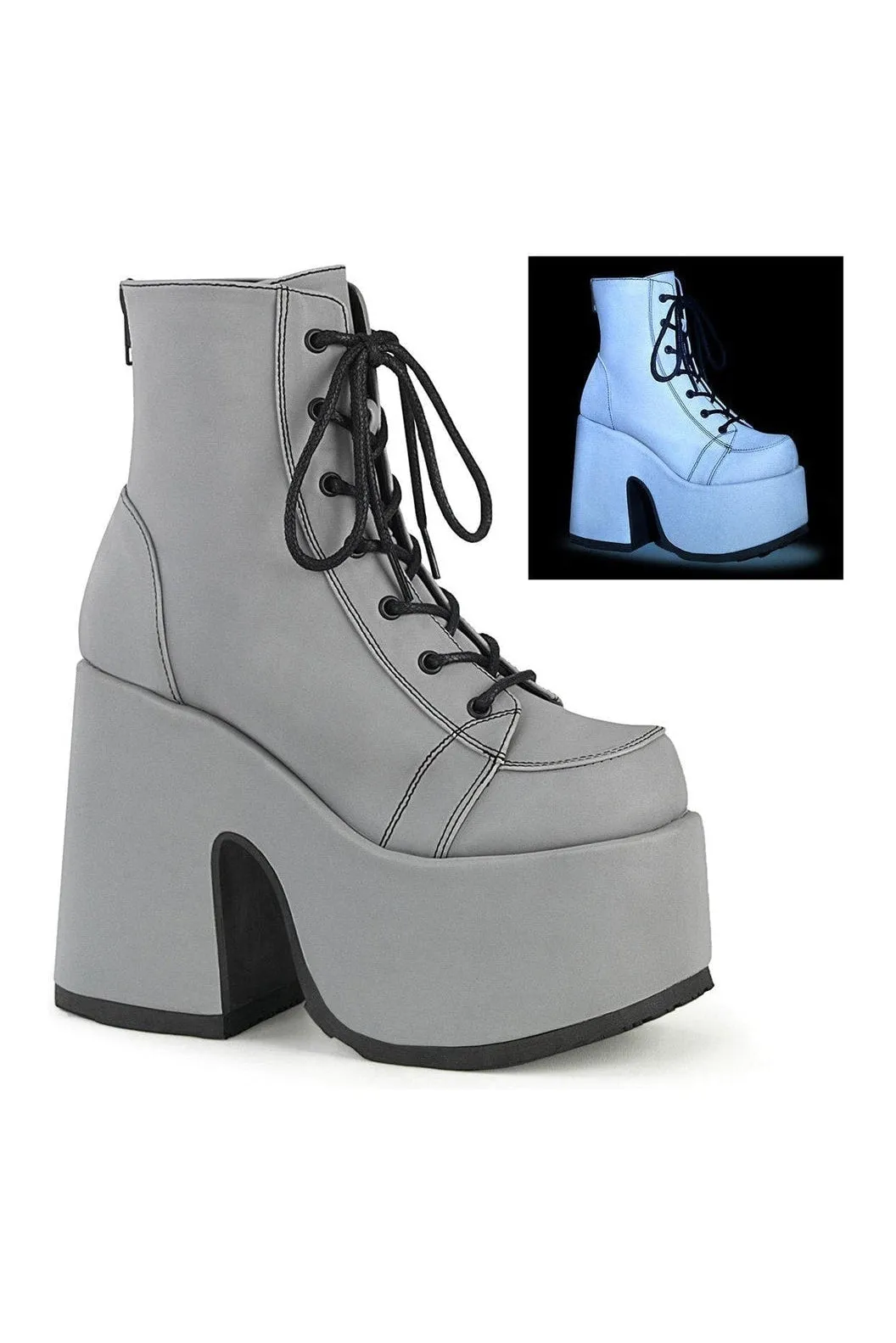 CAMEL-203 Ankle Boot | Grey Faux Leather