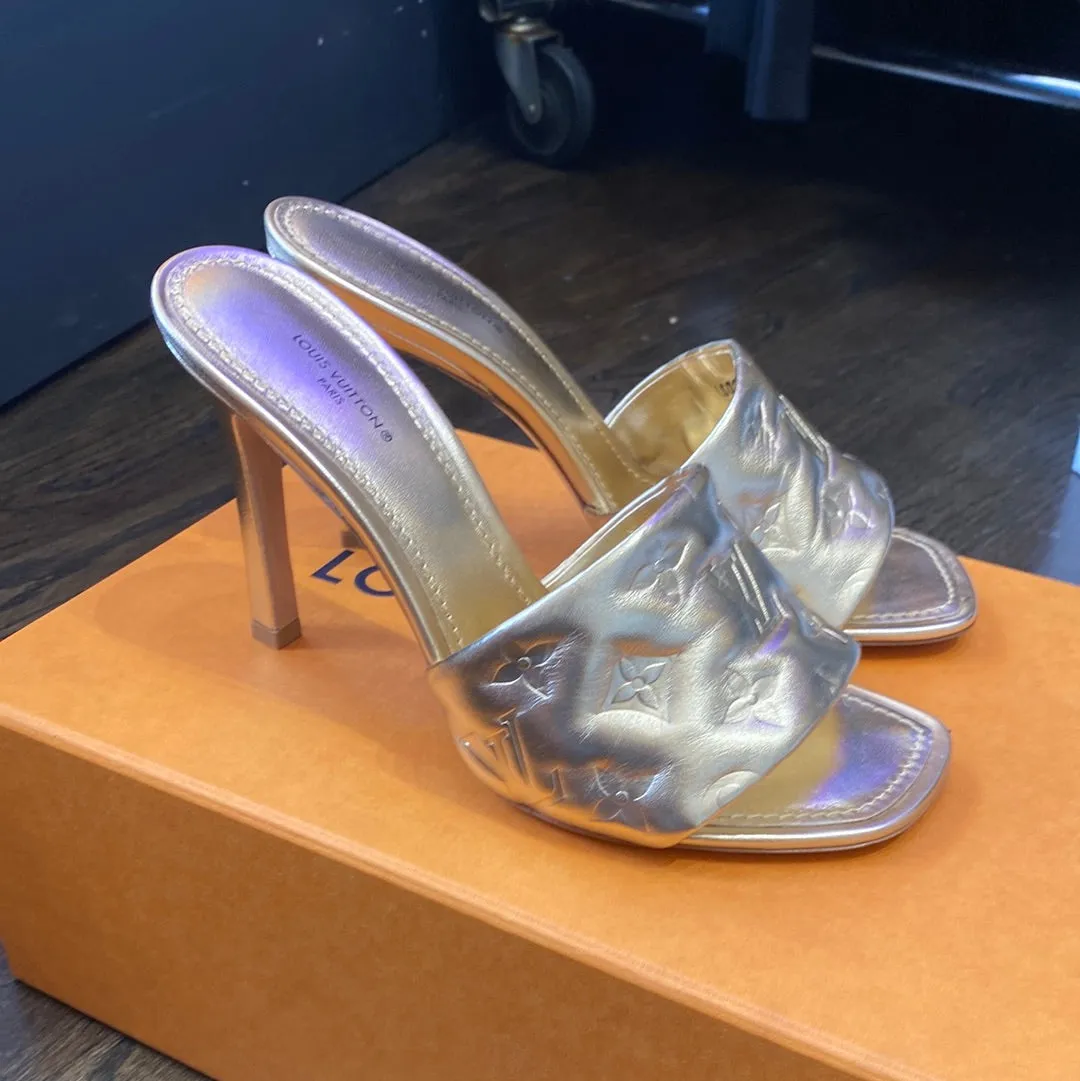 Louis Vuitton Gold Metallic Embossed Revival Mule