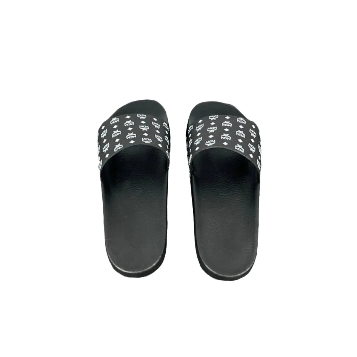MCM Mens Black Visetos Rubber Slides