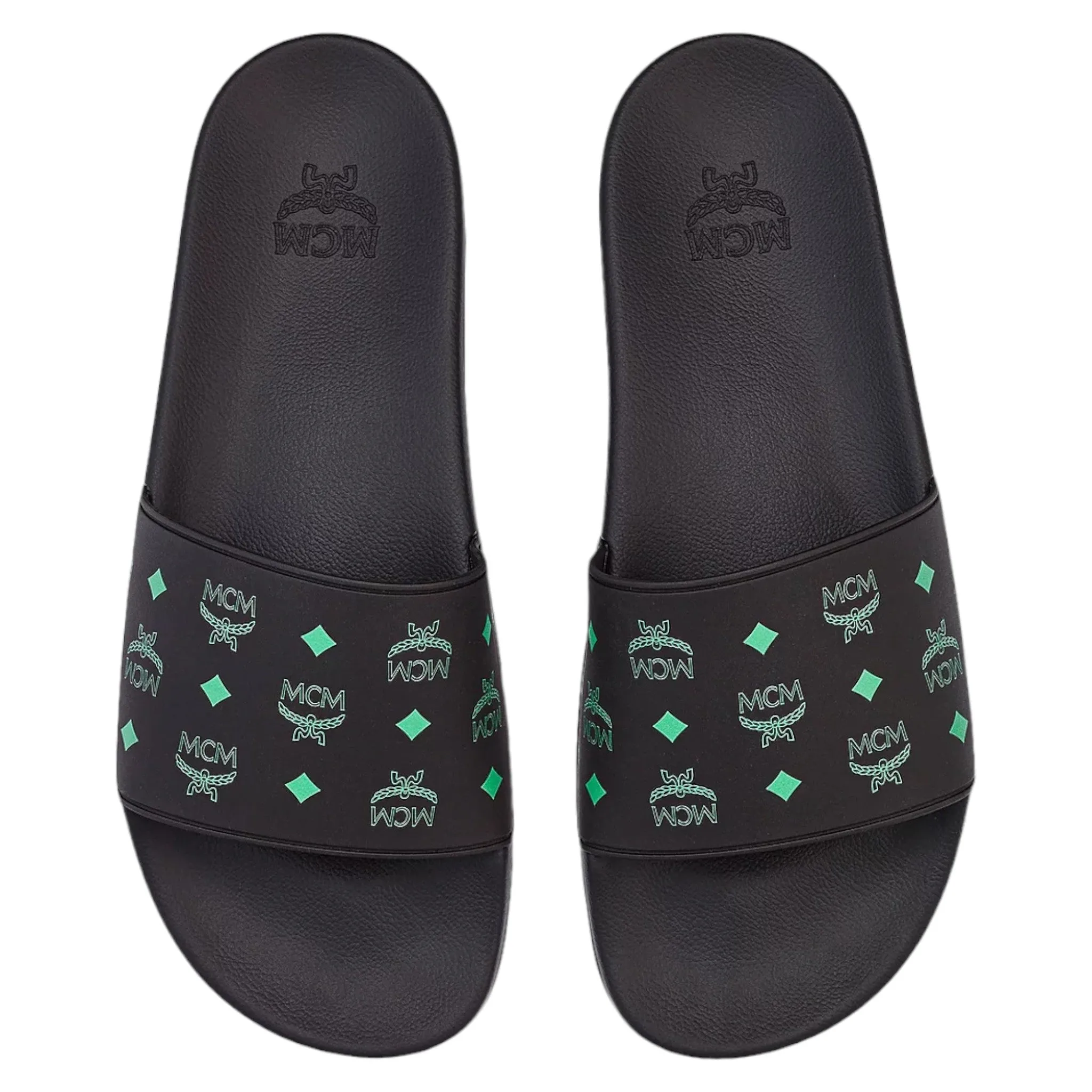 MCM Men's Color Splash Monogram Print Rubber Slides