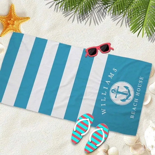 Microfiber Nautical Print Beach Towel