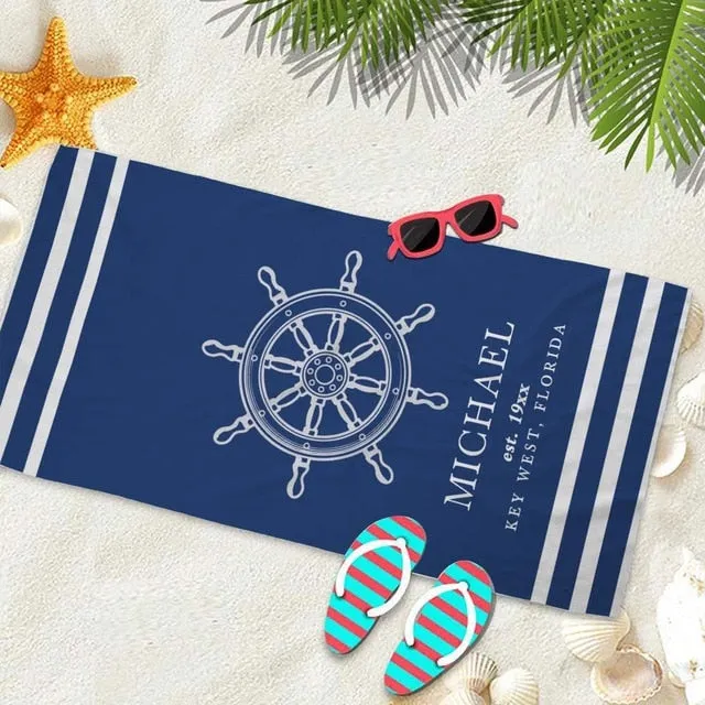Microfiber Nautical Print Beach Towel