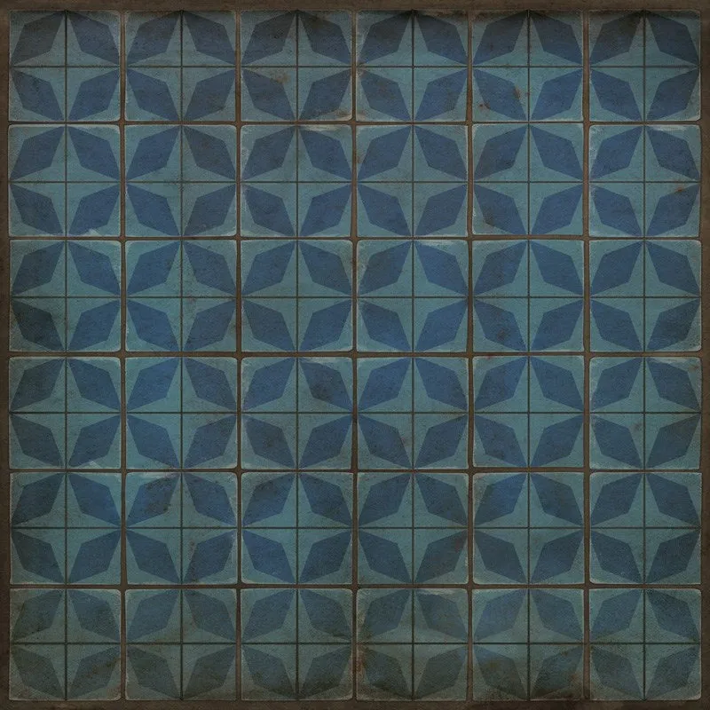 Pattern 54 "Blue Moon" Vinyl Floorcloth - Spicher & Co.