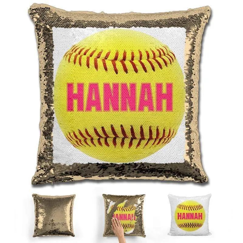 Softball Personalized Magic Sequin Pillow