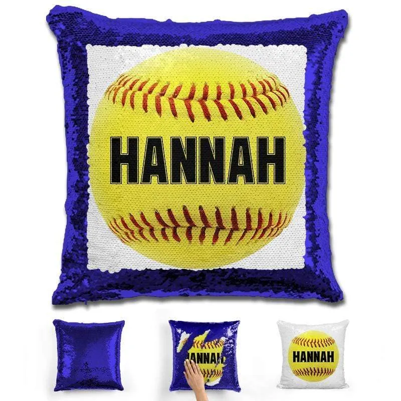 Softball Personalized Magic Sequin Pillow