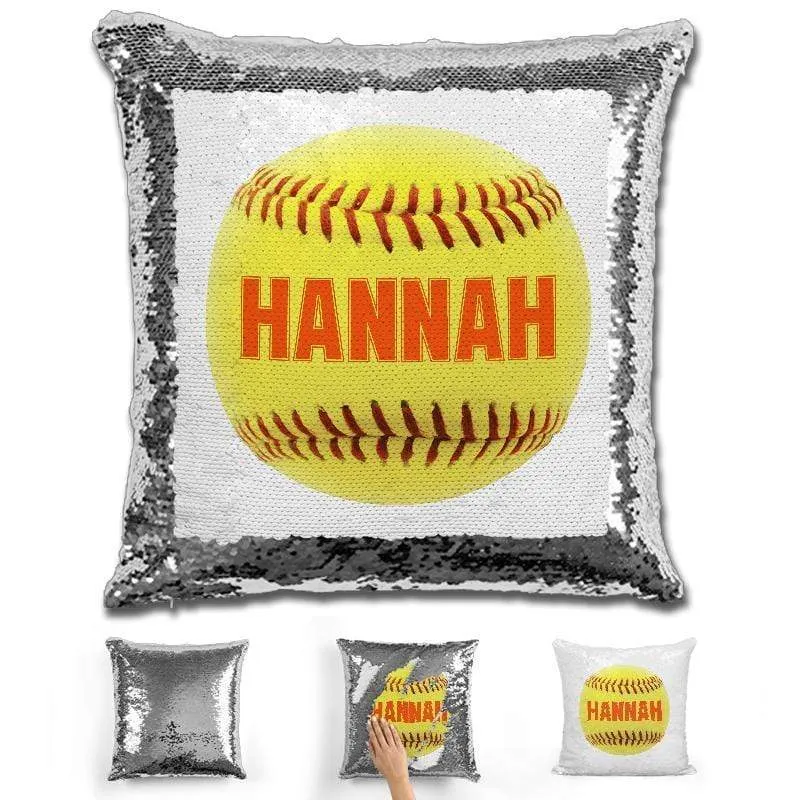 Softball Personalized Magic Sequin Pillow