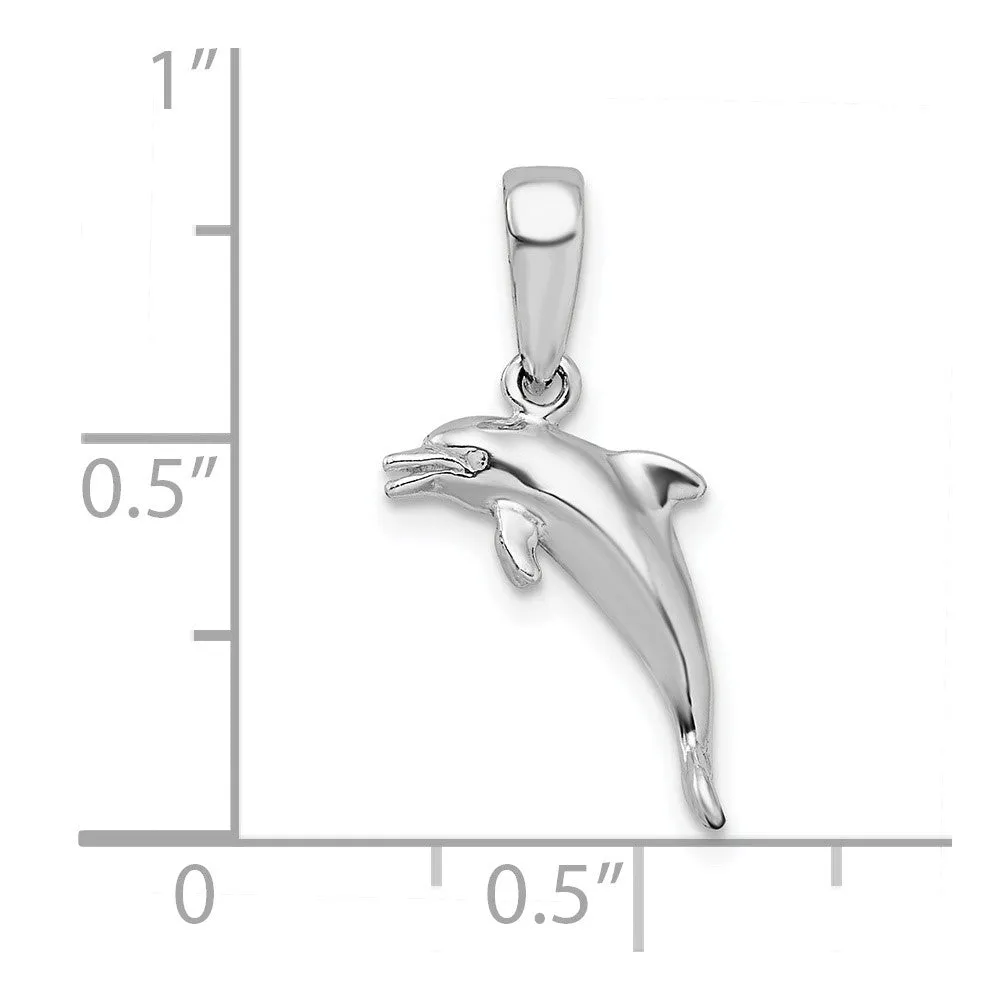 Sterling Silver Polished 3D Jumping Dolphin Pendant