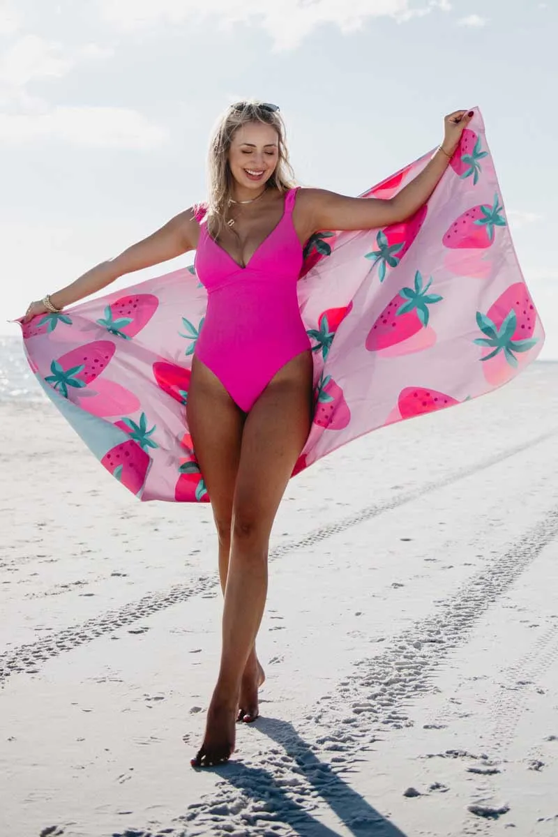 Subtle Strawberry Quick Dry Beach Towel  By Katydid