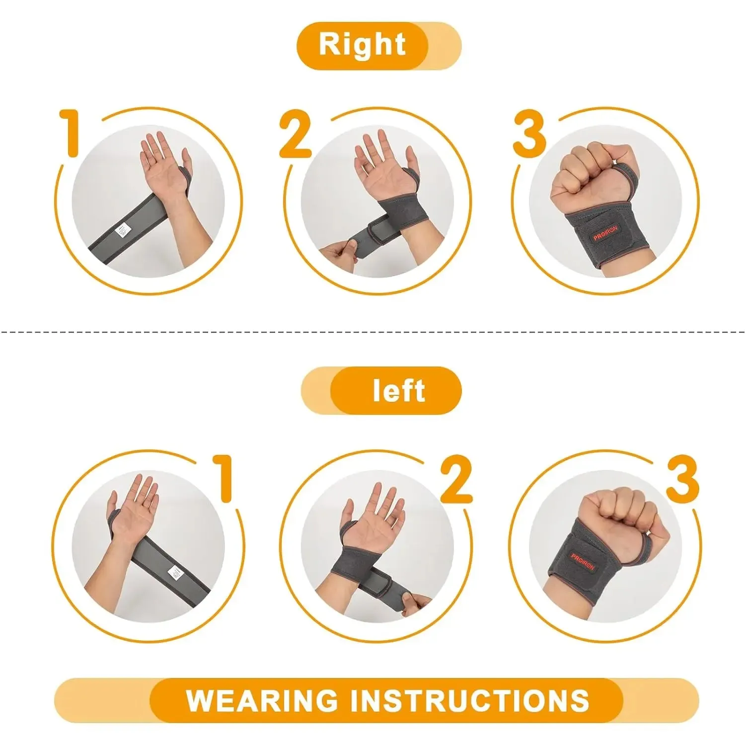 Wrist Support Elastic Straps - Grey/Black - Single/Double